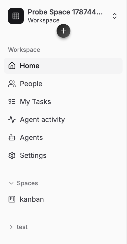 The Openbook workspace sidebar, with Agent activity and Agents between My Tasks and Settings